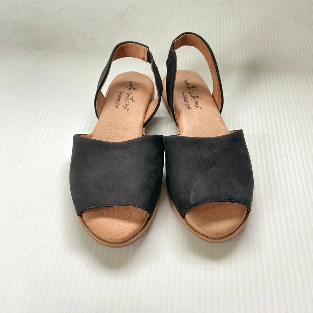 Coldwater Creek Walk With Me Black Leather Slingback Sandal Womens 6.5